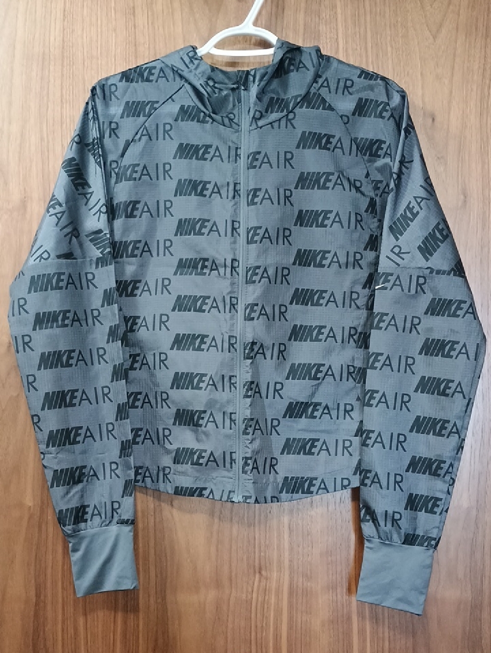 Nike Grey Logo-Print Zip Hoodie Windbreaker